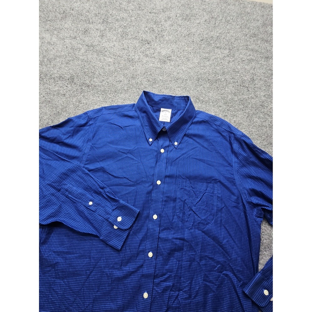 Brooks Brothers 1818 Regent Shirt Mens "Size XL" Non-Iron Cotton Blue Check